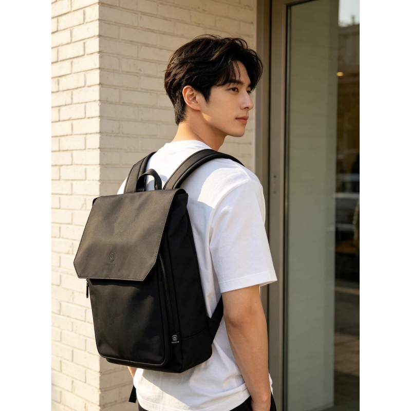 Leather Work Rucksack Mens - Hoogwaardige laptoptas van PU-leer met klep,