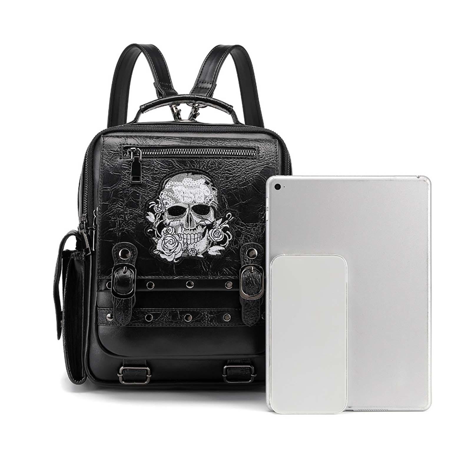 Leather Work Rucksack Mens - Steampunk-rugzak Cosplay lichtgewicht schedelrugzak voor mannen,
