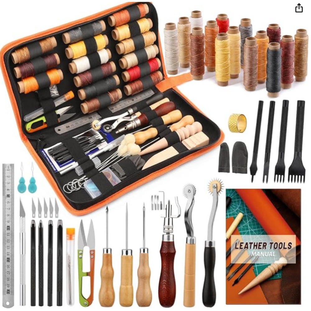 Groover Stitching Tool - Lederbewerkingsgereedschap Praktische lederbewerkingsset met gewaxte draad,
