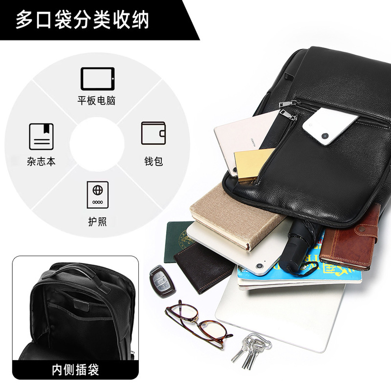 Zwarte, echte leren laptoptas  - Leather Work Rucksack Mens recensie en prijs