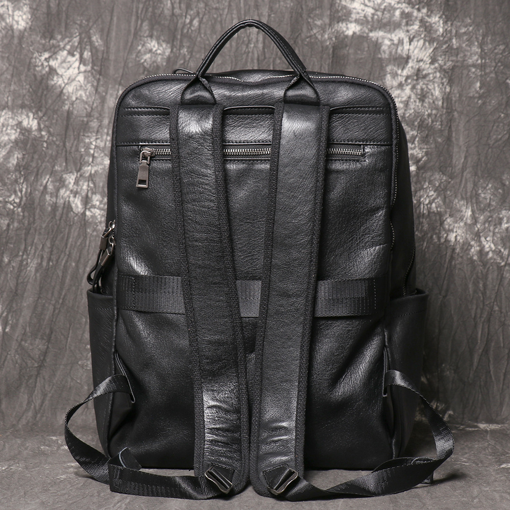 Zwarte rugzak van echt leer vo - Leather Work Rucksack Mens recensie en prijs
