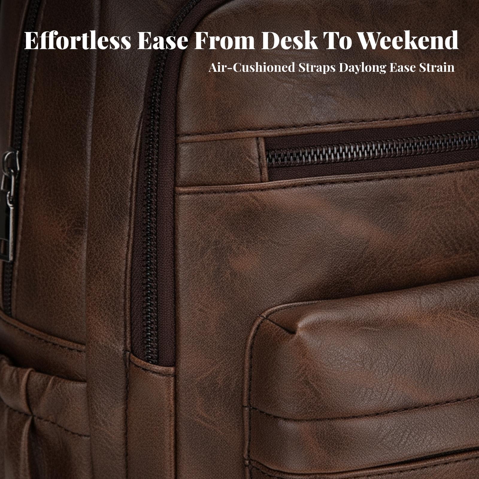 Waterdichte herenrugzak met la - Leather Work Rucksack Mens recensie en prijs